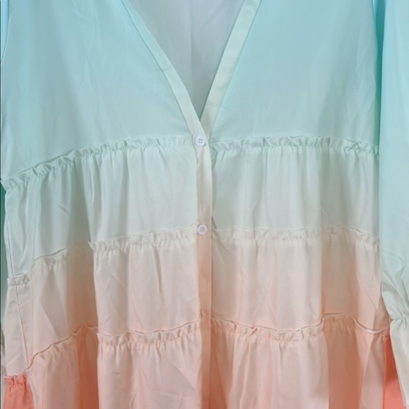 Bohemian Ruffle High Low Button Maxi Dress Cover up - Picture 7 of 8